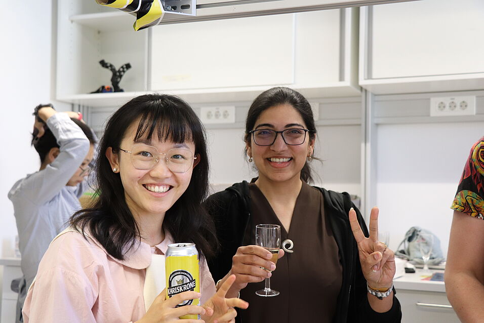 People celebrating in the new lab.