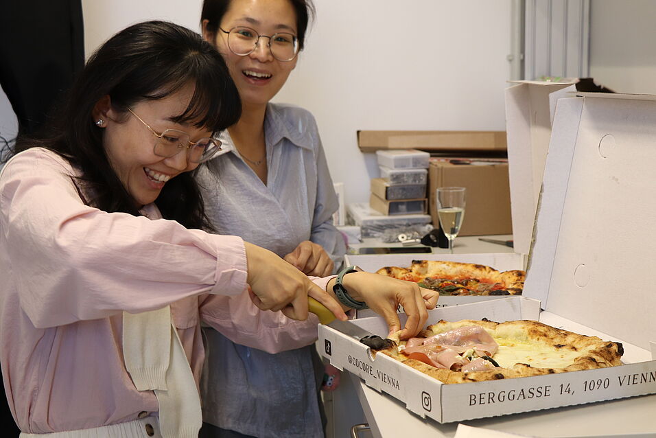 People celebrating in the new lab.